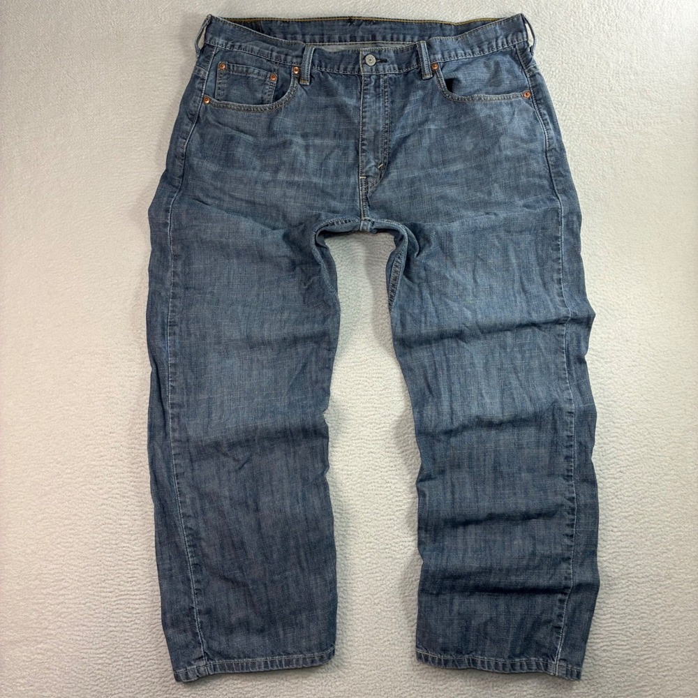 Y2K Levis 569 Loose Straight Jeans Men 38x30 Blue Faded Skater Baggy‎ Distressed